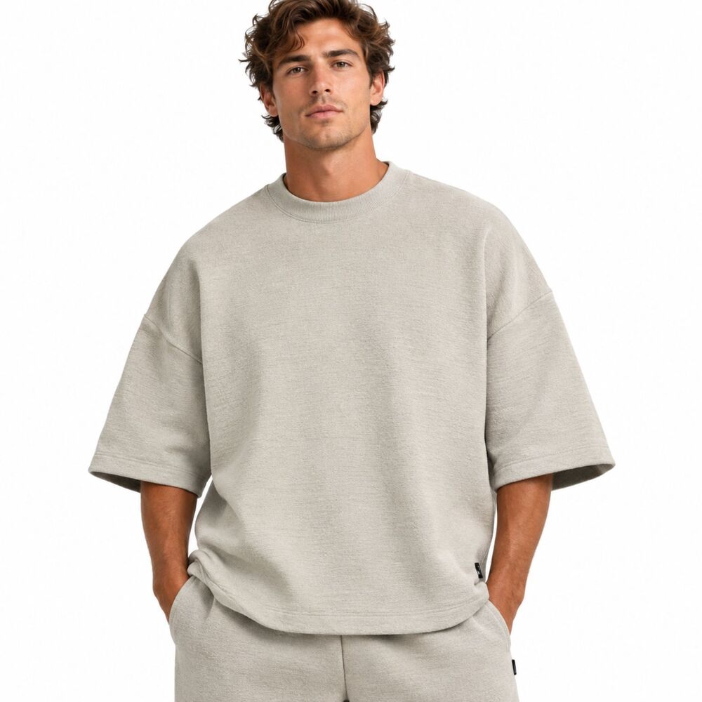 Nike Air Jacquard Knit Oversized Shirt Dark Stucco Grey Unisex Athleisure Size M